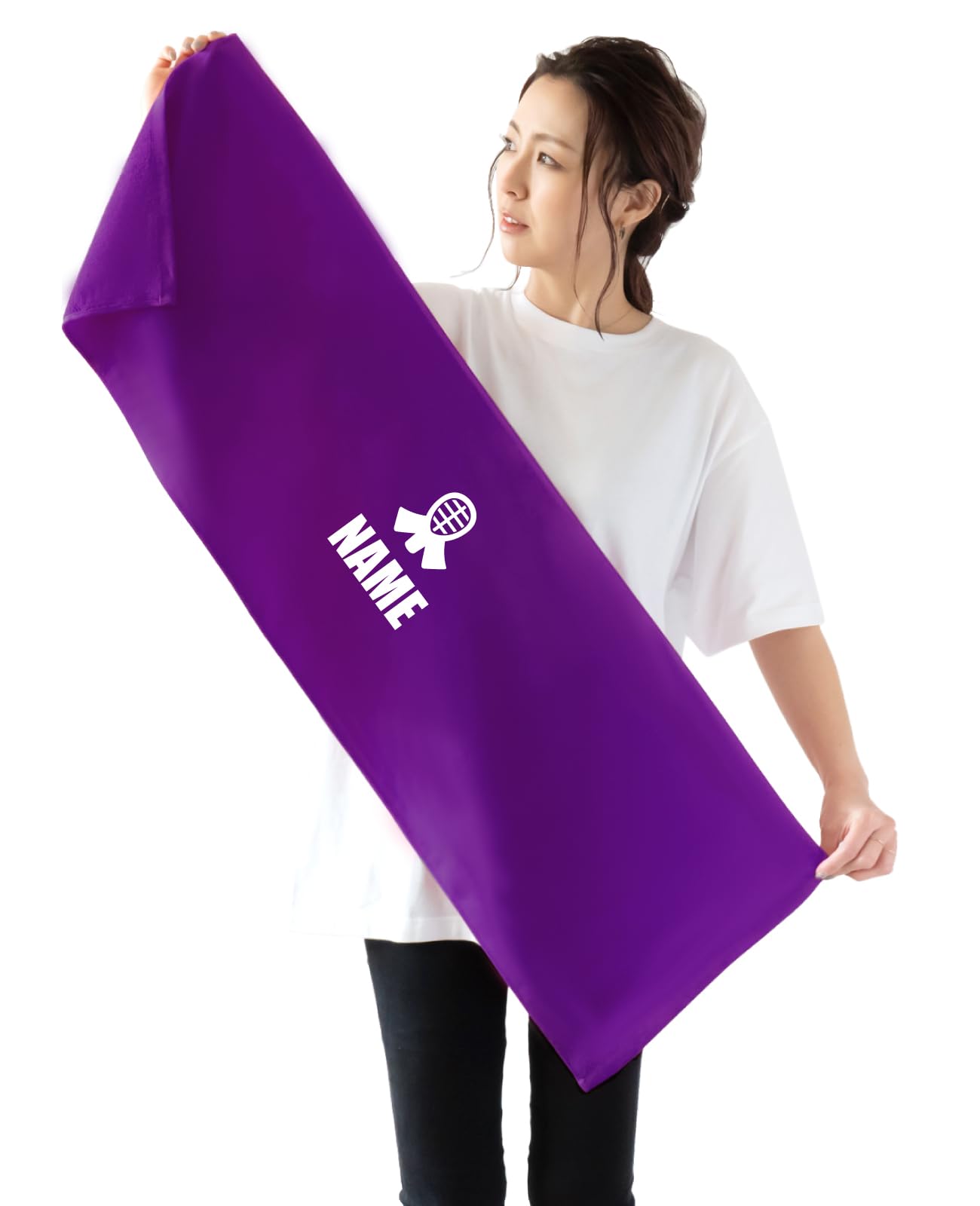 名入れ タオル 【 名前 と スポーツ アイコン 】 【剣道】 【 紫スポーツタオル 】【 TUC 】